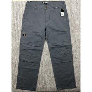 NWT Hawx Workwear Double Knee Pants Mens 38x34 Gray Canvas Tough Stretch